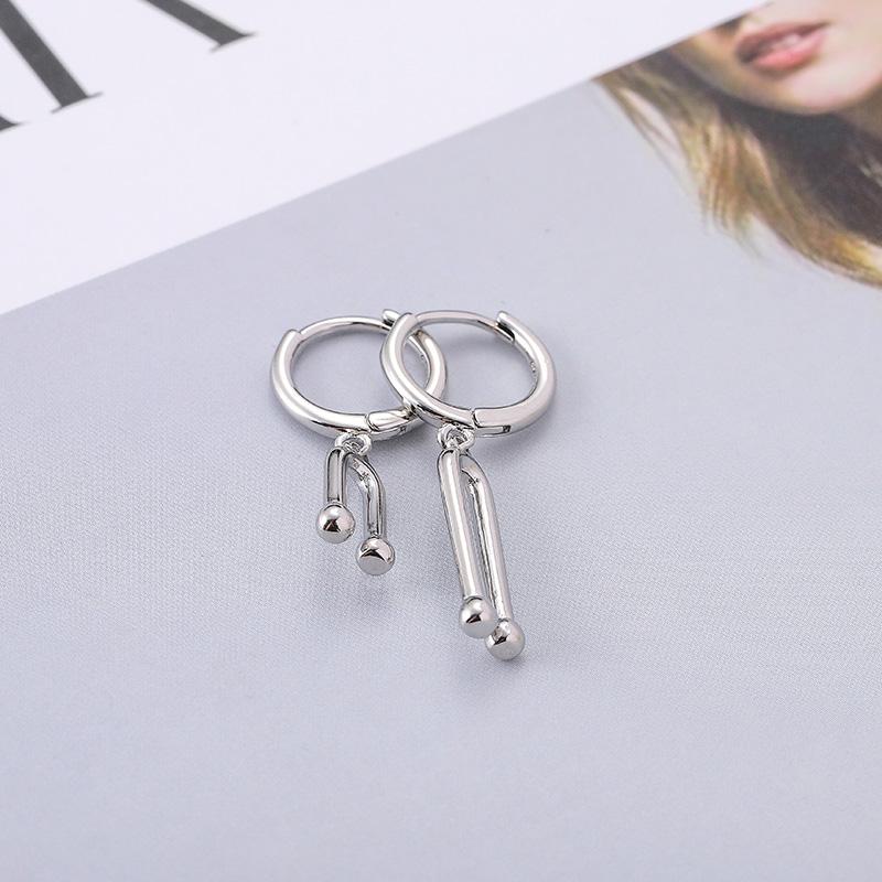 ANENJERY Asymmetric U Shape Hoop Earrings For Women Simple Exquisite Ear Buckle Jewelry Gifts