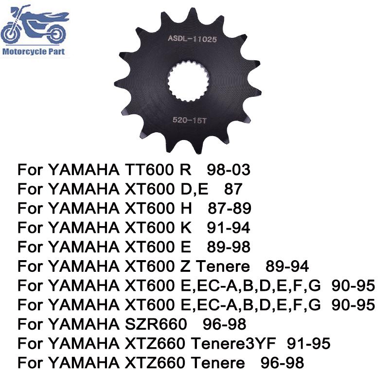 520 Motorcycle 15T Front Sprocket for YAMAHA XT600 XT600H XT600K XT600E XT600Z Tenere 91-94 TT600R 98-03 SZR660 XTZ660 Tenere