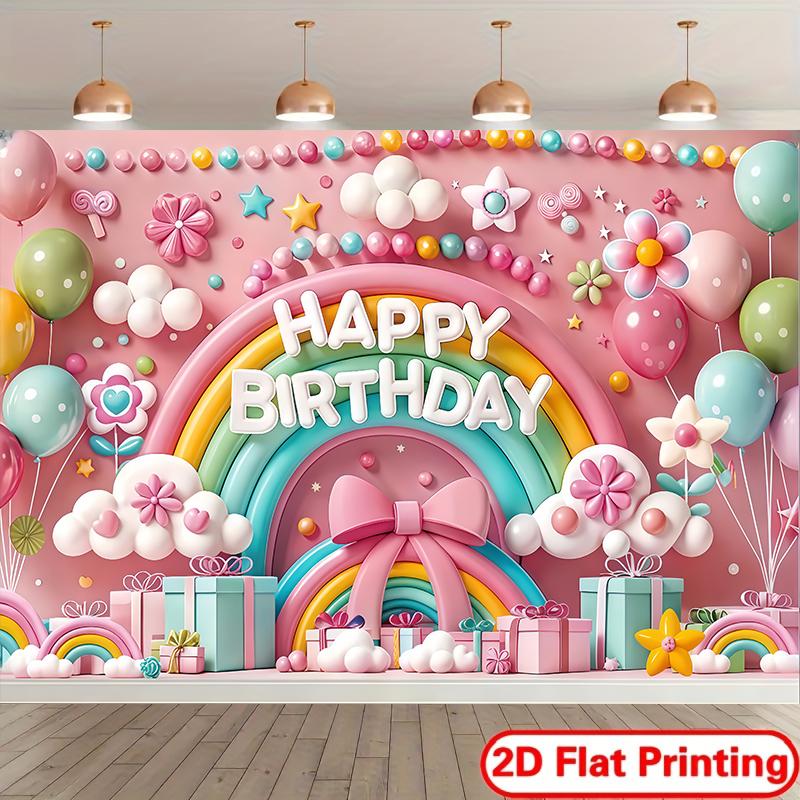 1pc rainbow birthday background cloth banner suitable for birthday celebrations holiday celebrations photography props 100x150cm