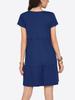 Womens V Neck Tiered Dress Short Sleeve Loose Casual Knee Length Dress