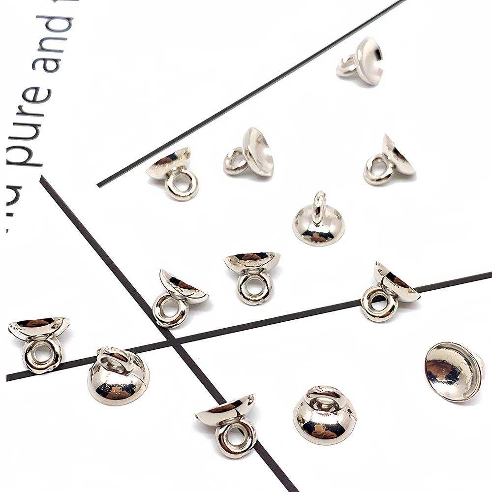50pcs 6/8/10mm Pendant Holder Bead Caps Spacer Beads Bowl Shaped Pendant Hook Buckle Clasps Pendant Connectors Jewelry Making 6mm