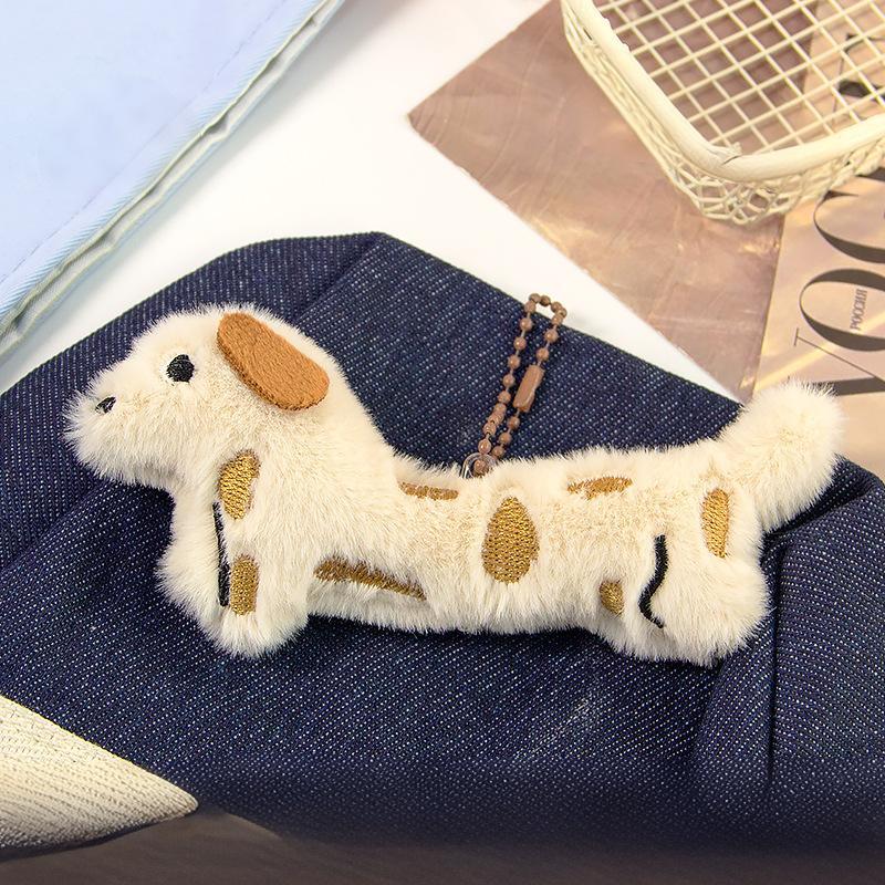Süßer Dackel Plüsch Schlüsselanhänger Weiche Flauschige Cartoon Würstchenhund Puppe Anhänger Taschendekoration Geschenk für Mädchen Jungen