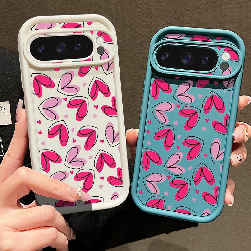 Hand drawn heart-shaped pattern Case For Google Pixel 10 Pro XL Pixel 9A 9 Pro 8 7 8A 7A Shockproof Bumper Soft Silicone Cover