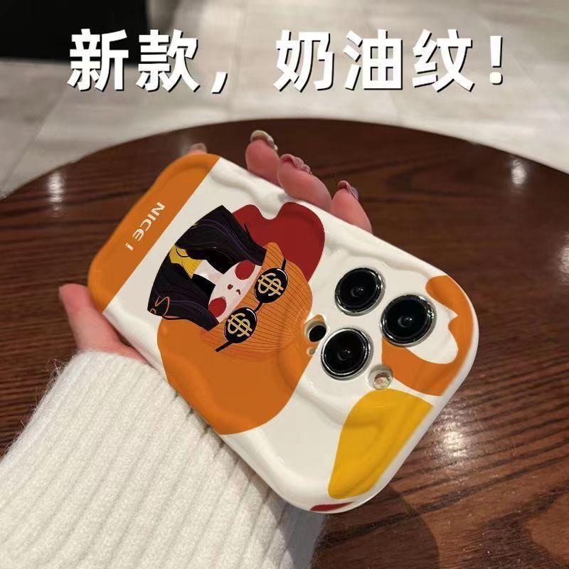 iPhone15promax/15pro/15/14 new mobile phone case 13/12 soft case xs/xr cream 7p anti-drop
