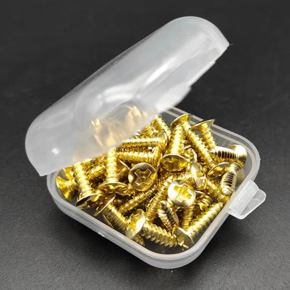 

50pcs/set Useful Metal Electric Guitar Pickguard Screws Fasteners Bolts Self Tapping Screws 3*12mm with box Fixed Screw