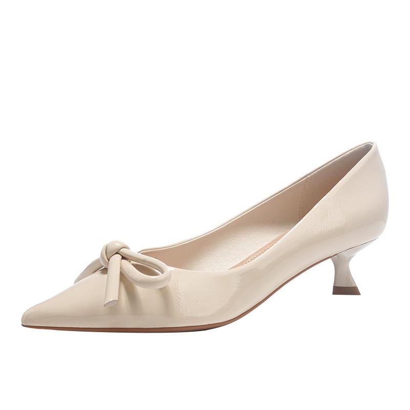 Samei Soft Noodles~ Private Collection Edition~ Simple Temperament Pointed High Heels Women's Thin Heel Bow Single Shoes Spring