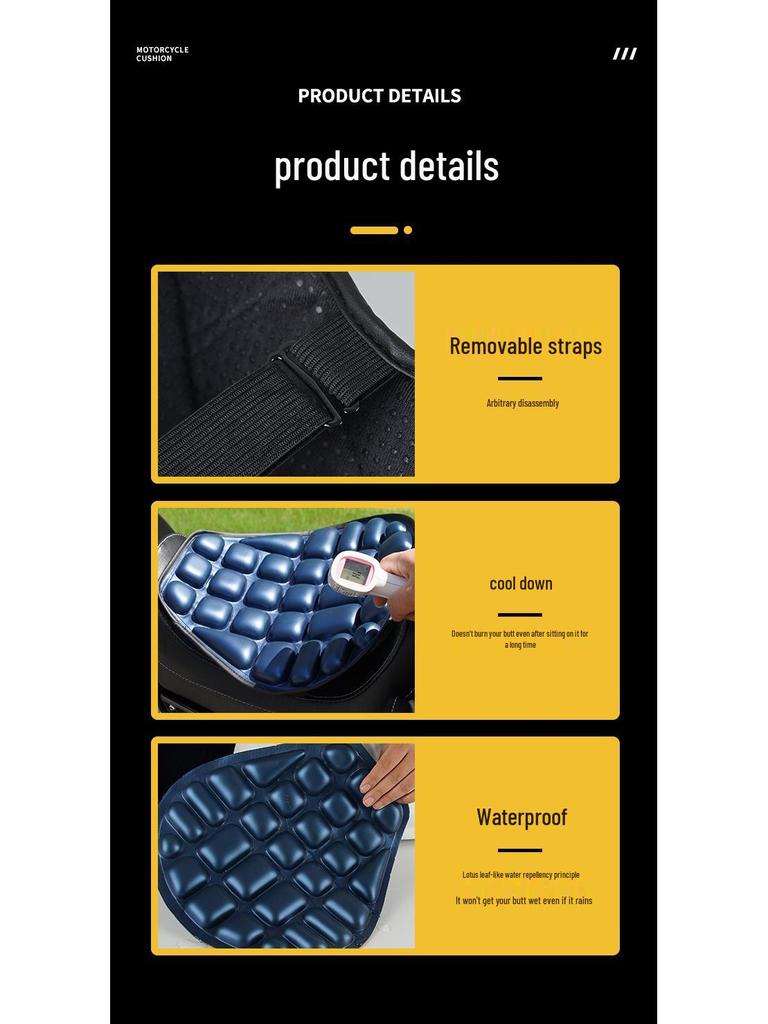 Universal Waterproof Heat Insulation Motorcycle Seat Cushion with Shock Absorption & Sunscreen