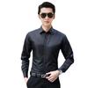 Men's Slim Fit Korean Style Black Long Sleeve Formal Shirt