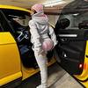 SynaWord Unisex Y2K Oversized Bavlněná Mikina Tepláky Set Ležérní Streetwear Outfit Muži Ženy