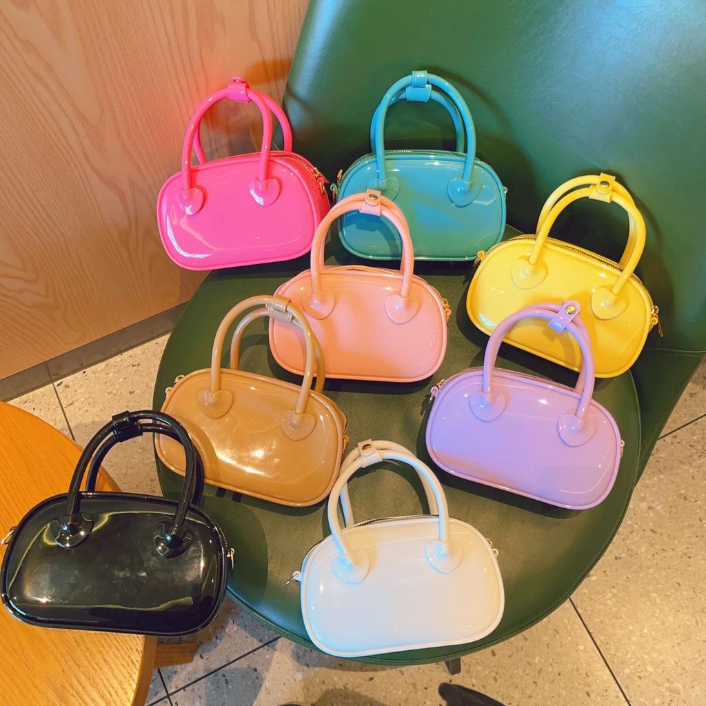 Pvc Jelly Bag Summer Candy Color Shoulder Crossbody Mini Bag Fashion Portable Pillow Women'S Bag
