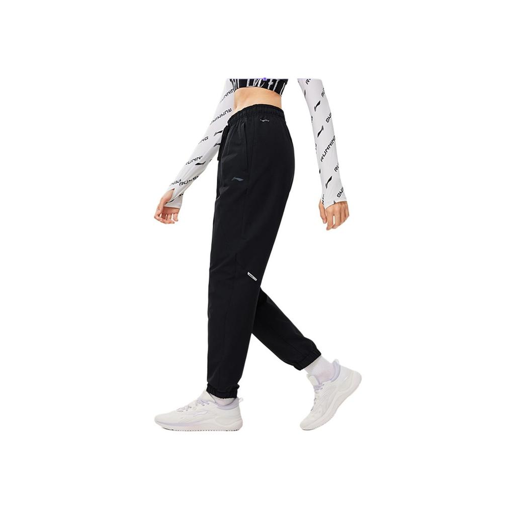 Li Ning Running Series Lace-Up Comfortable Warm Breathable Sports Casual Pants Women Bottoms Black AYKU178-1