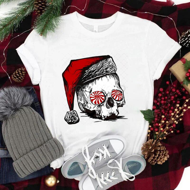 Streetwear Skeleton Christmas T Shirt Santa Skull Harajuku Fashion Shirts FeUnisexUnisex Merry Christmas Vintage T Shirts for Unisex