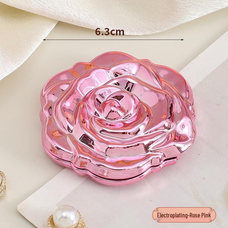 Portable Folding Rose Mirror: Compact HD Double-Sided Makeup Mirror with Flip-Top Design