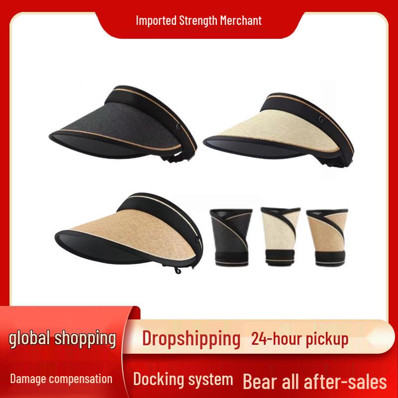 

2024 UPF50+ Large Brim Anti-UV Open Top Sun Visor Hat хаки