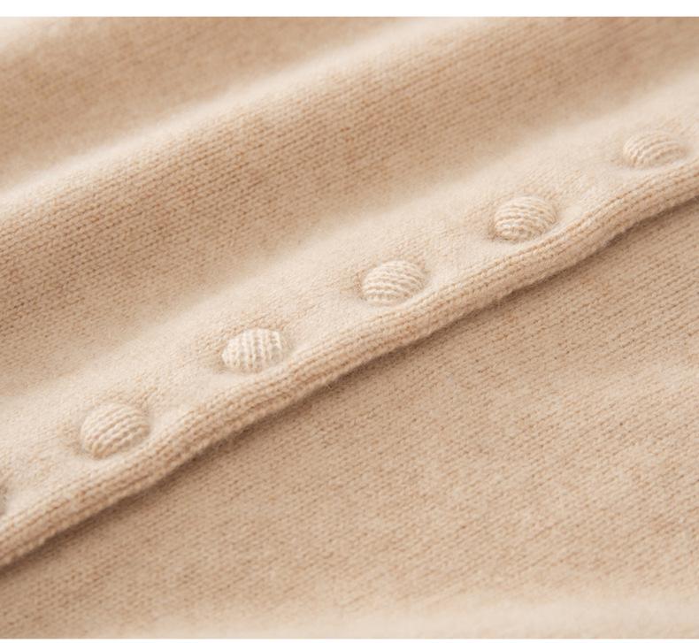 Women's Hand-knit High-neck Cashmere Cardigan - Autumn/Winter Chic