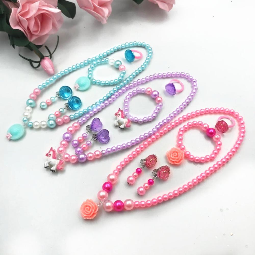 Children 'S Hair Accessories Set Cute Cartoon Jewelry 1set =5pcs Jewelry Accessories Necklace Bracelet Hairpin High Quality