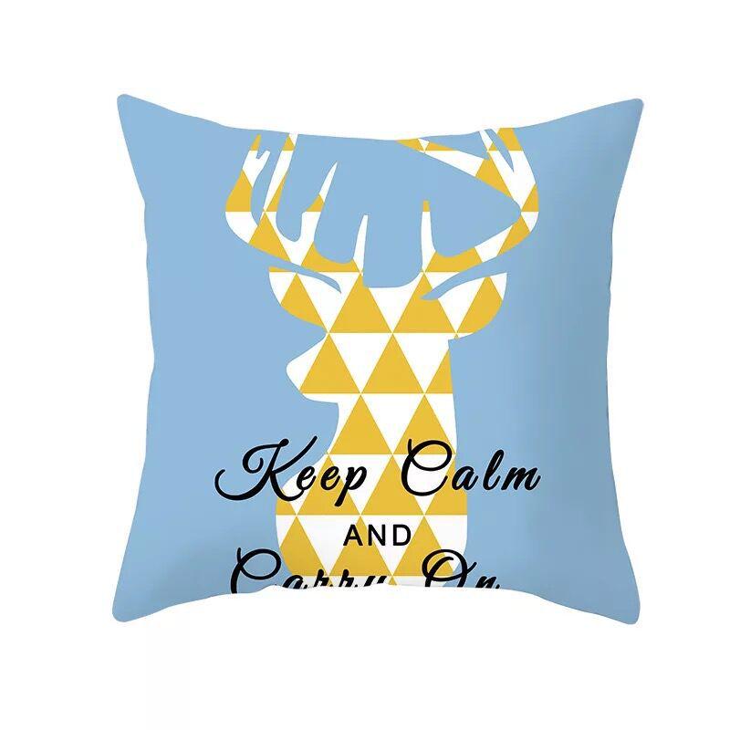 Nordic Blue Geometric Elk Pillow Cover Home Sofa Cushion Cushion Cover