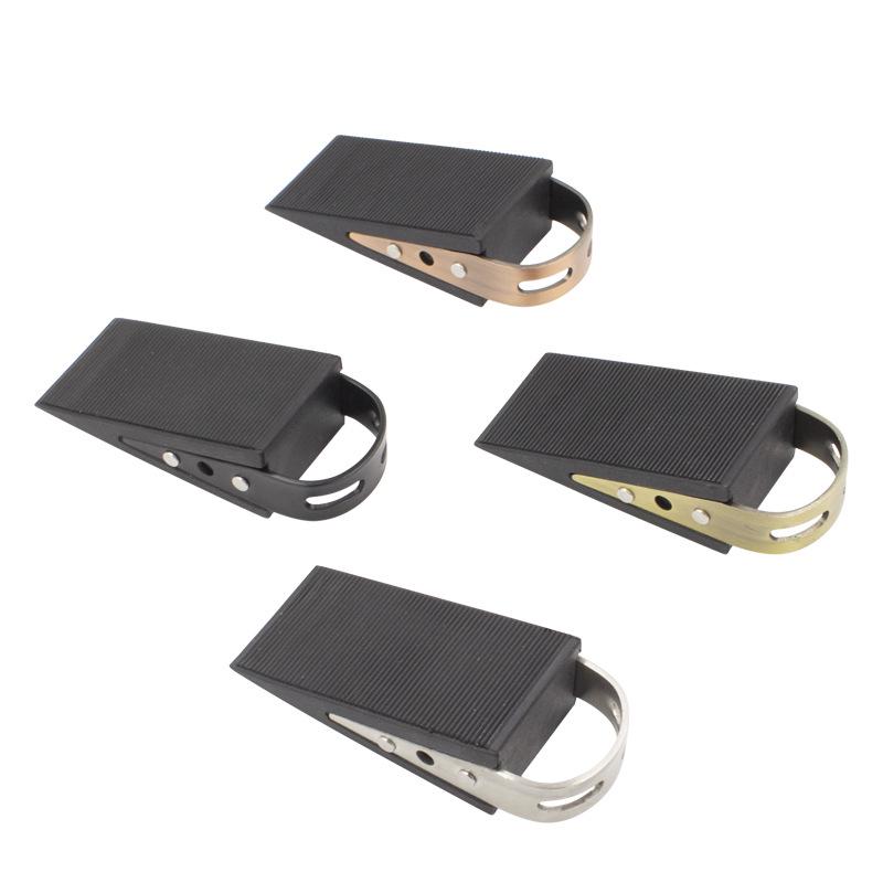 Non-slip Rubber Wood and Stainless Steel Door Stopper for Glass and Thick Doors