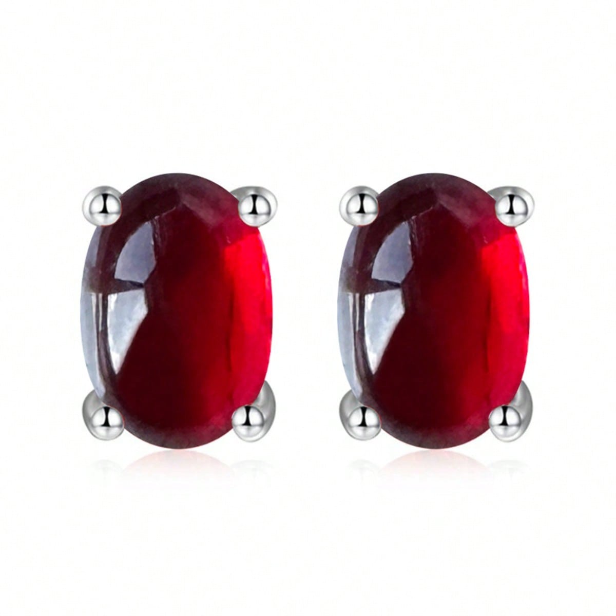 1 Pair of Small and Exquisite Red Oval Earrings, Niche Design Simple Commuting Oval Earrings