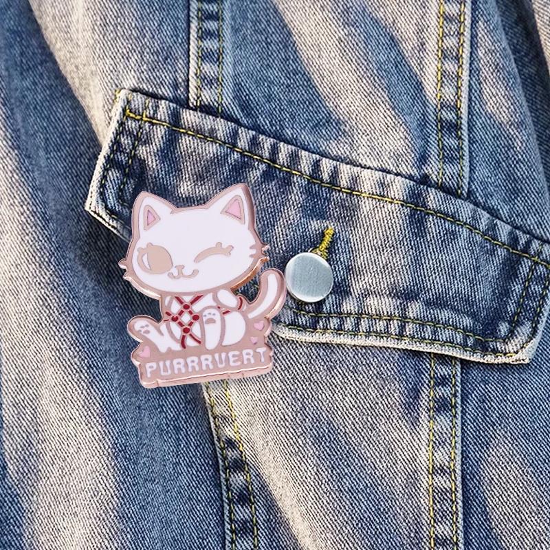 Cute Cat Enamel Purrruest Pin Brooch Badge Animal Accessories Jewelry Gift