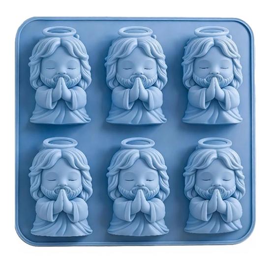 Yousheng Silicone Ice Tray Mini Prayer Figure Ice Mold BPA-Free Flexible, Easy-Release Fun-Shaped Tray for Whiskey Cocktails Novelty Gift for Home 1pc синий