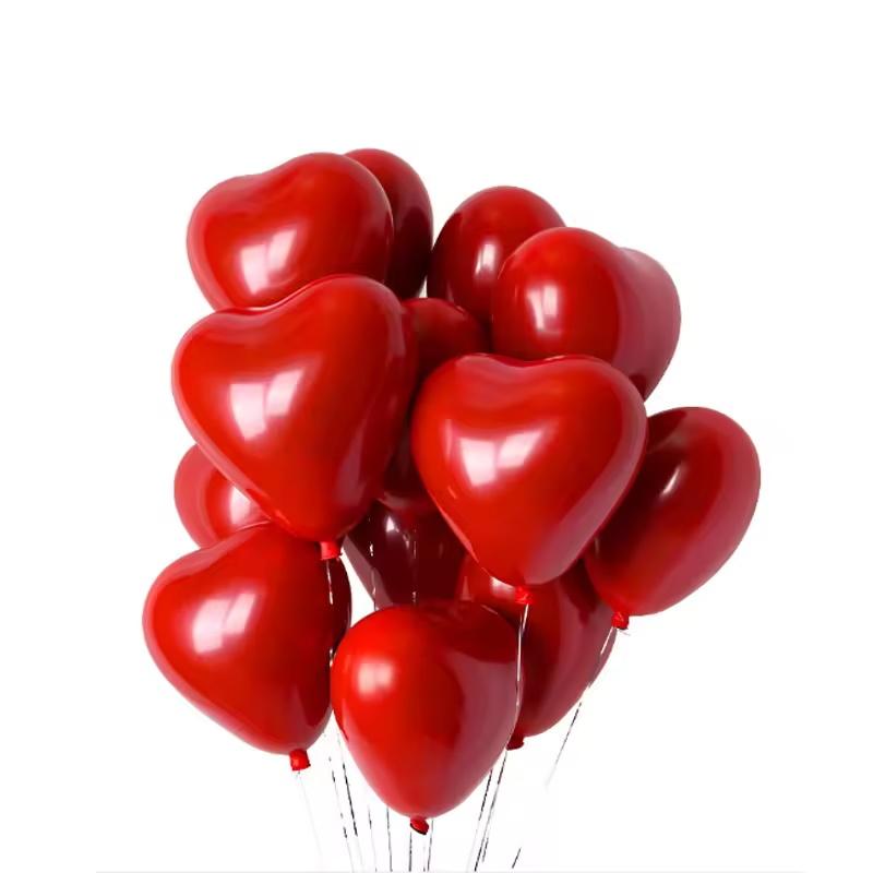 Wedding Decorations 10 Inch Red Heart Latex Double Stuffed Balloons for Party Halloween & Christmas
