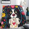 Border Collie Print Flannel Blanket, High quality Comfortable for All Seasons, Home Decor, Warmth and Comfort, Perfect for Christmas Gifts