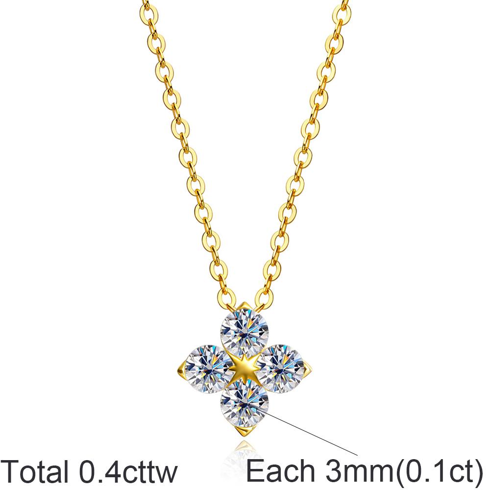 

COSYA D VVS1 Moissanite Clover Leaf Pandent Necklace/Earrings for Women Lab Diamond S925 Silver 18K Gold Party Fine Jewelry Gift 45cm&Full Moissanite
