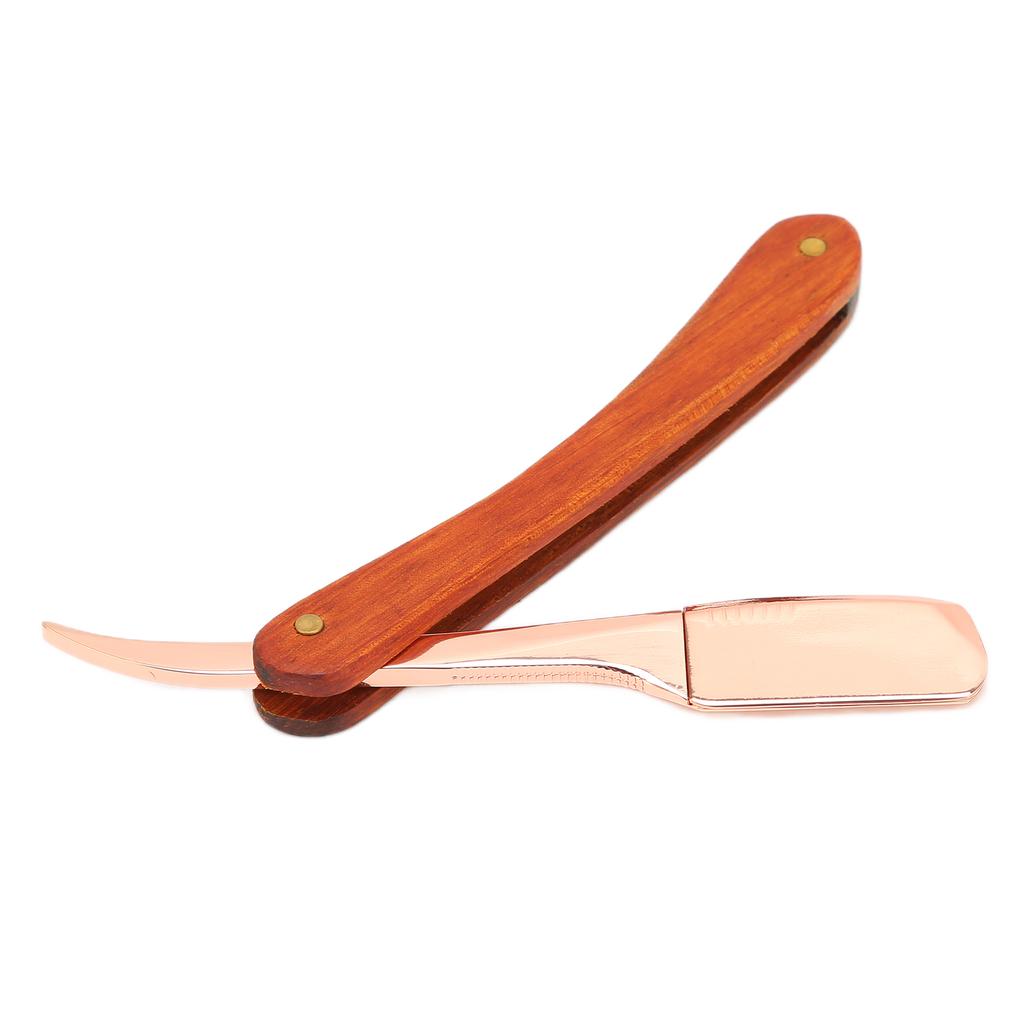 Old Style Straight Razor Rosewood Handle Straight Edge Barber Razor for Men and WomenRose Gold
