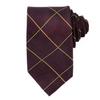 Michiko London Brand Made In Silk Jacquard Windowpane Check Pattern Necktie, Japan, 100% Weave, (Pattern A Wine)