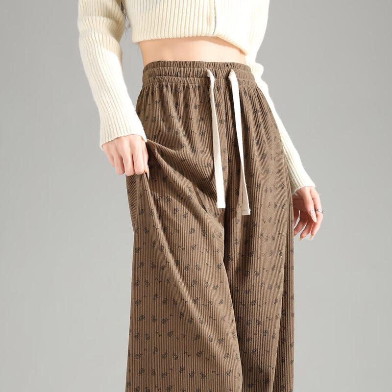 TonLion Women's 2025 Floral Corduroy Straight-Leg Casual Pants