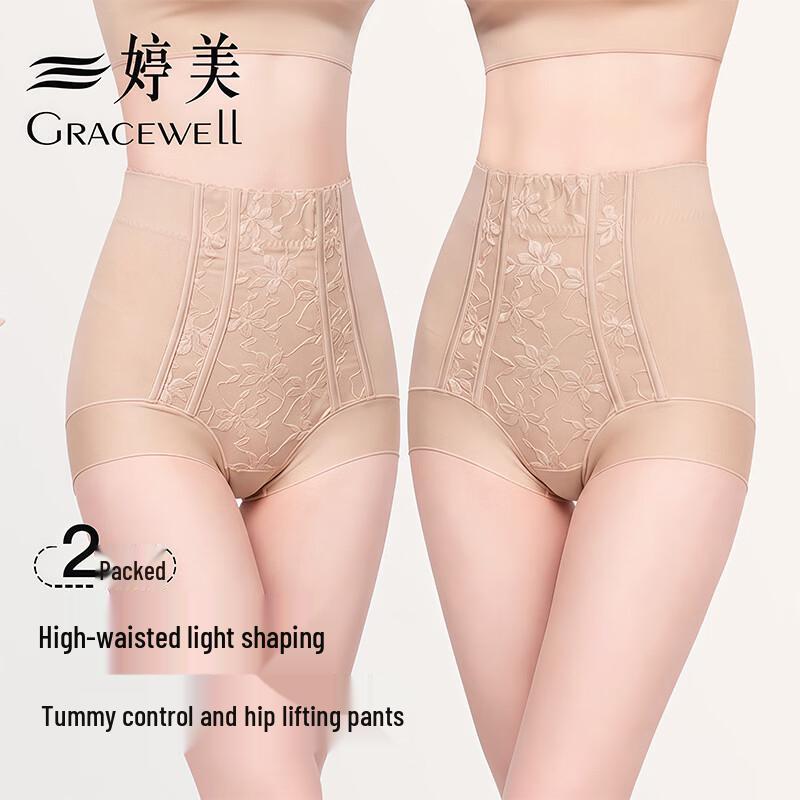 Tingmei Women s High-Waist Seamless Tummy Control Lace Briefs L