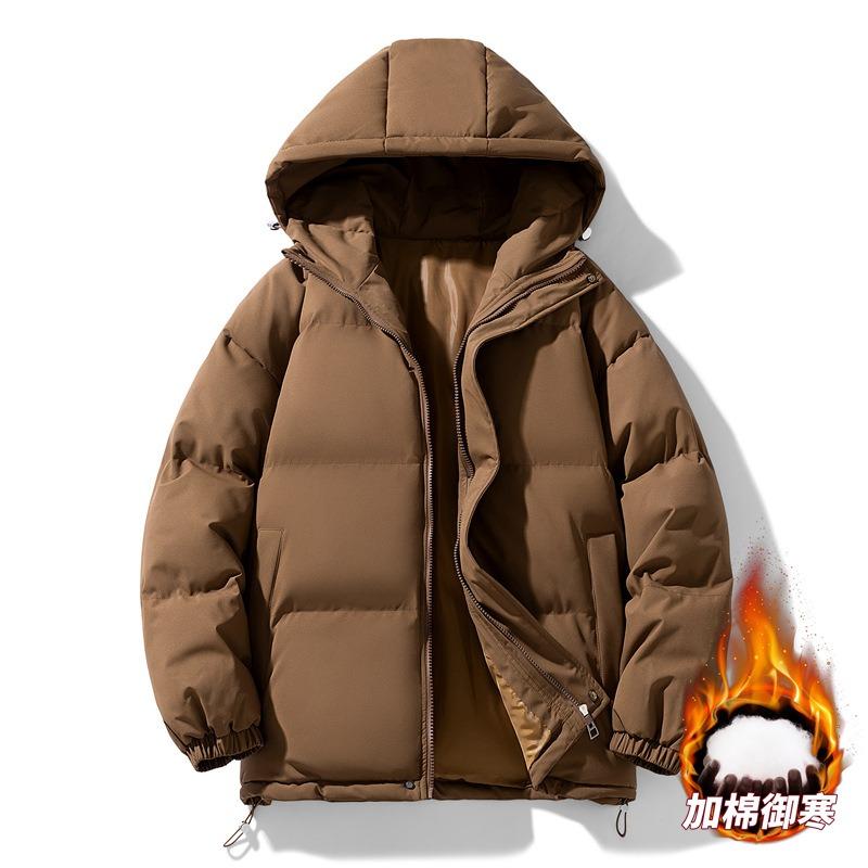 

Cotton-padded Winter Cotton-padded Men s Thickened Warm Couple s Hooded Loose Version Winter Jacket Casual Outdoor Men 3XL кавовий