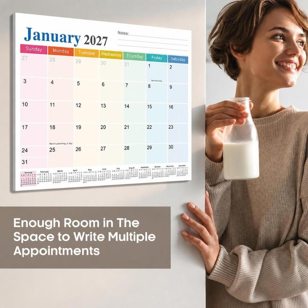 Magnetic Backing Magnetic Fridge Calendar Monthly Planner Eco-Friendly Paper Wall Planner Calendar Creative 2027 Calendar School
