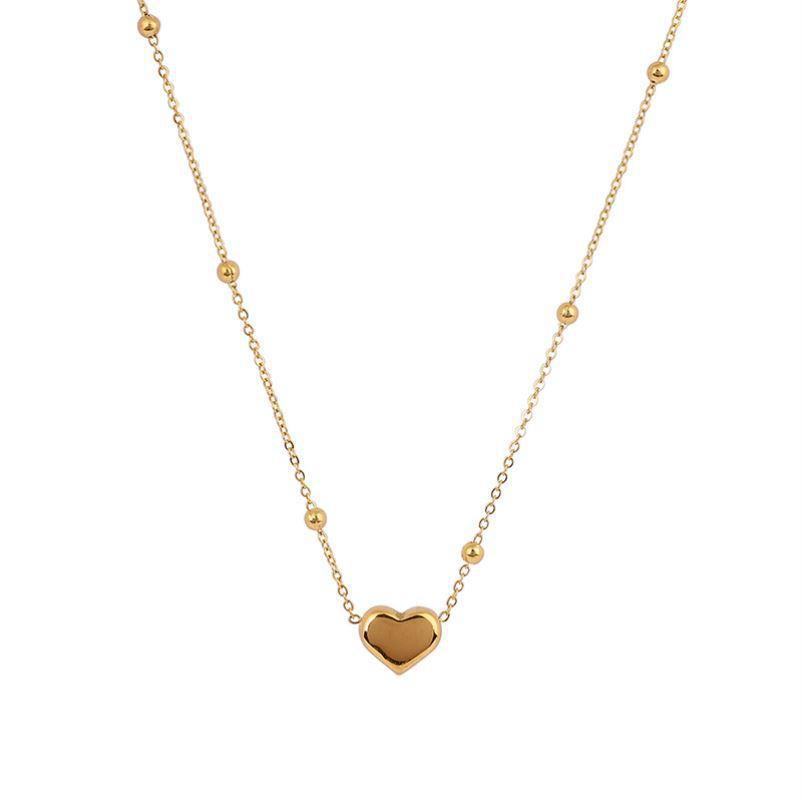 Minimalist Heart Titanium Steel Collarbone Necklace For Women Unique Design Pendant Jewelry