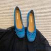 Korean version of Xiaoxiangfeng single shoes women's shoes 2025 spring and summer new fairy pink retro bow ballet shoes