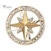Men Women Brooch Vintage Rhinestone Star Compass Brooch, Alloy Oxidation Resistant Badge Lapel Pin, Jewelry Accessory for Clothing Decor