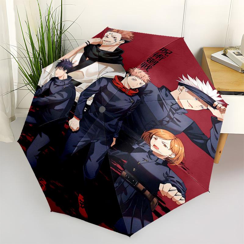 1pc Jujutsu Kaisen Characters Outdoor Umbrella - Automatic Opening/Closing, Portable 3-Fold Design, 8-Rib Iron Frame - Perfect Gift for Fans, Traveler