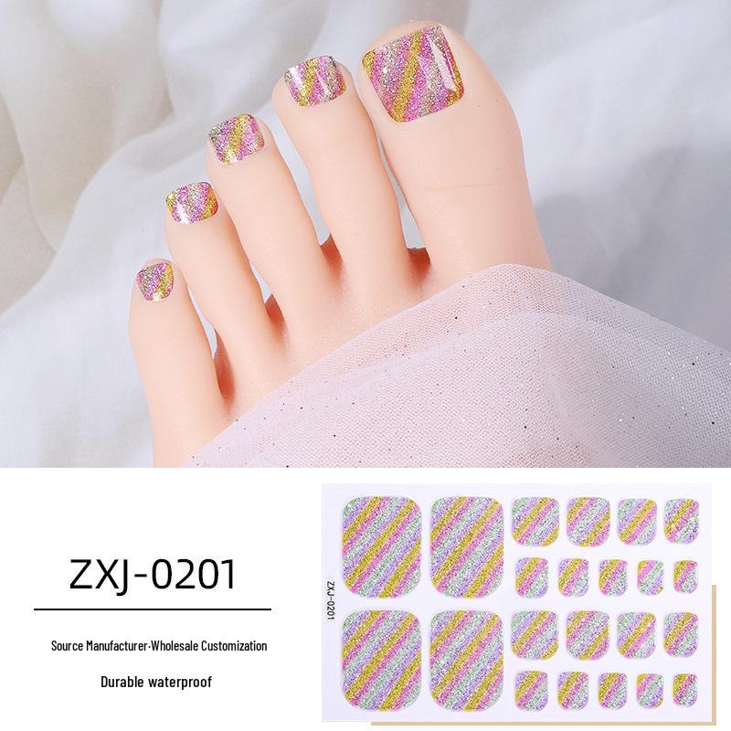Summer Rainbow Ombre Glitter Waterproof Toenail Stickers