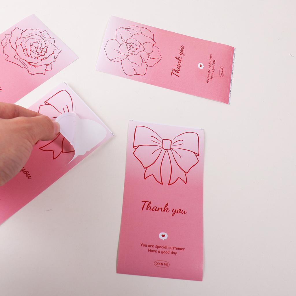 50 Pieces/package Flower Sticker Set Floral Bow Pattern Suitable for Gift Box Sealing Decoration Handmade Gift Decoration