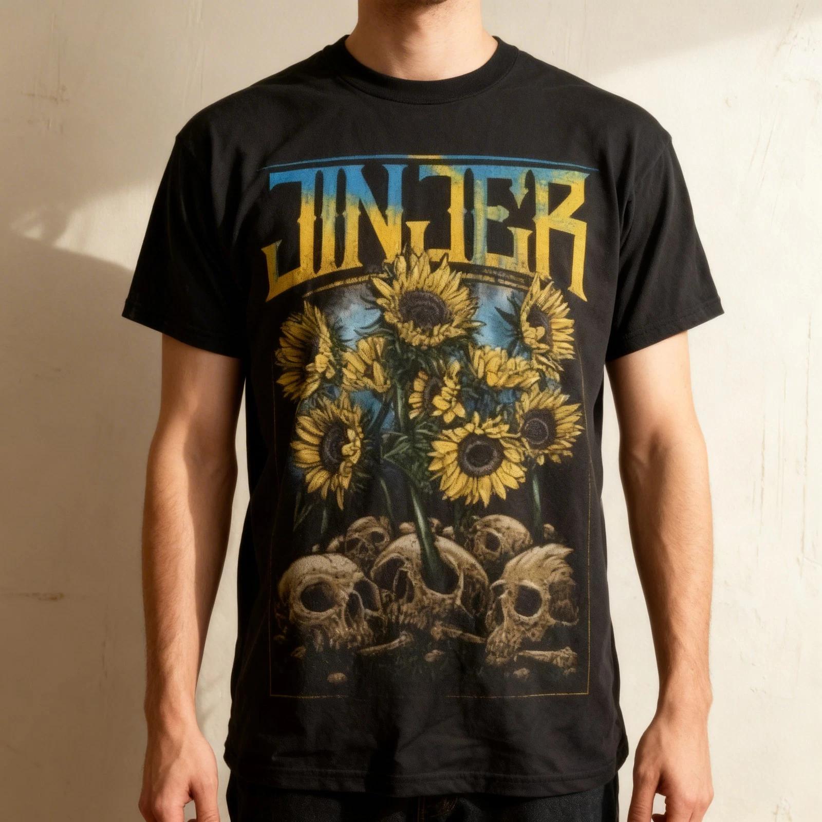 RETRO Jinjer band Skull album T-shirt Black Short Sleeve All S