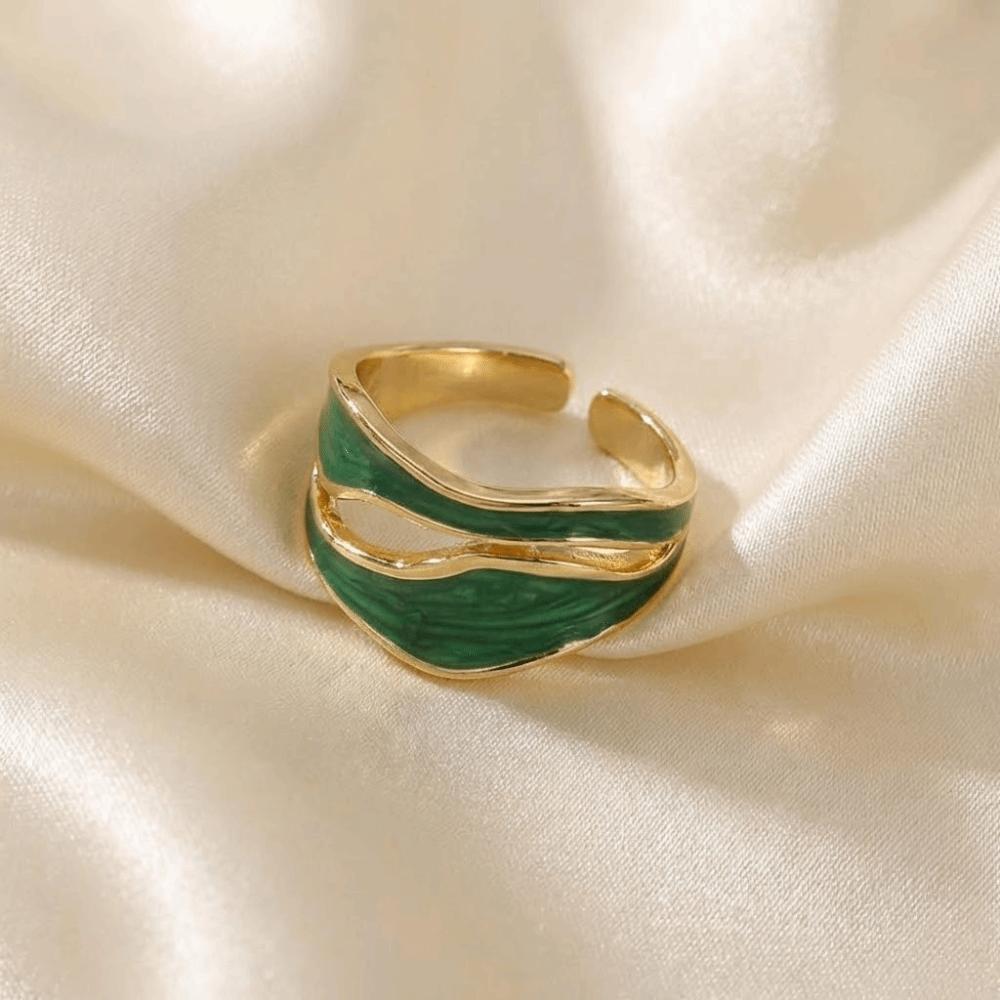 Fashion Vintage Style Adjustable Ring Irregular Shape Enamel Open Ring White Color Alloy Metal Ring Girl