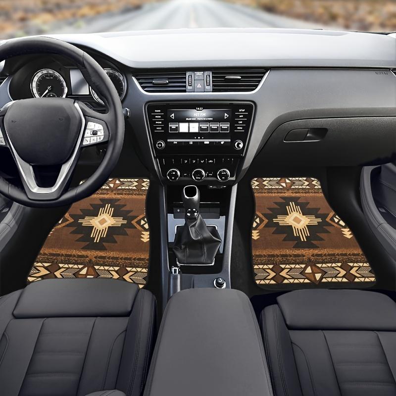 Boho-Chic 4pcs Car Floor Mats Set - Fit for Sedans, SUVs & Vans | Durable Polyester Front & Rear Protection, Car Supplies