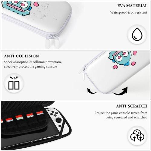 Witch Hangyodon Case/Romper for Switch/Switch OLED Models, Waterproof, Dustproof, and Stain-Resistant, Holds 15 Game Cards, Shockproof, and Includes S