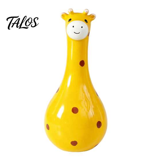 Playful Living Room Decor Cute Polka Dot Giraffe Vase, Hand-painted Resin Flower Creative Big-mouthed Hand Painted Animal Pot Holder for Home Bedroom