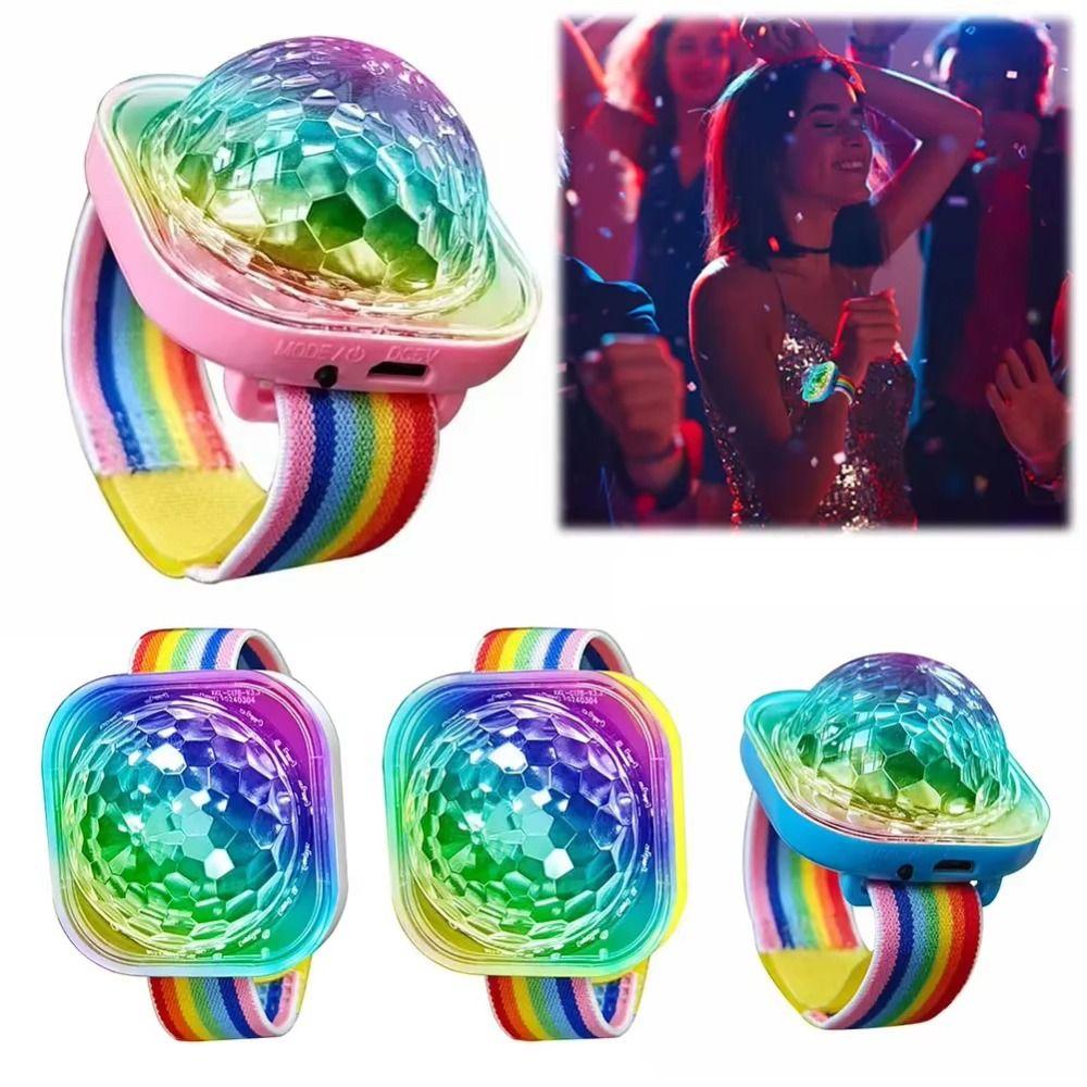 Portable Disco Strobe Lights RGB LED Wearable Watch Lamp Wrist Ambient Lamp Christmas Party