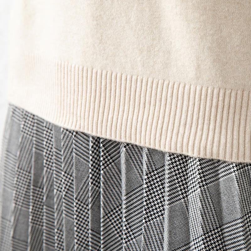 Hengyuanxiang Women's Pure Wool Round Neck Pullover Sweater