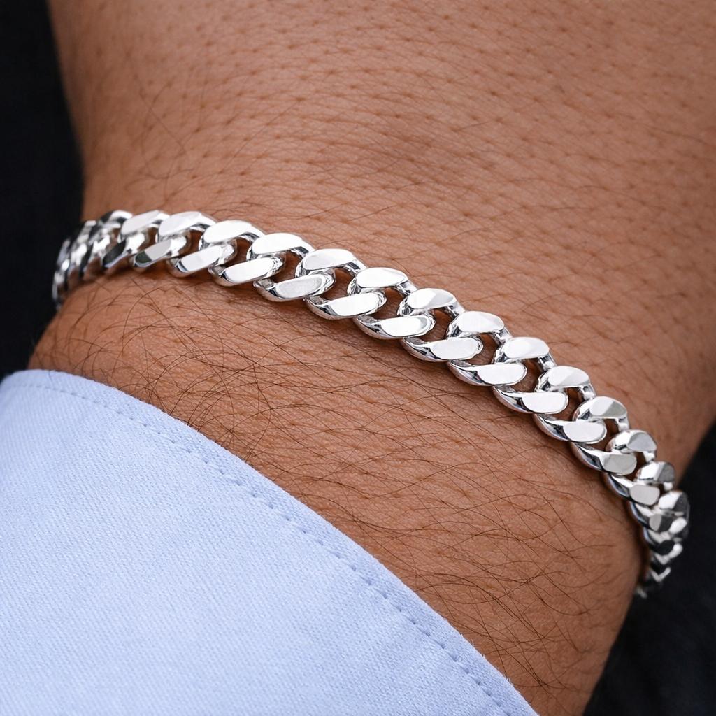 Men' Silver Bracelet 925 SILVER Armor 4mm FULL ITALIAN Bracelet