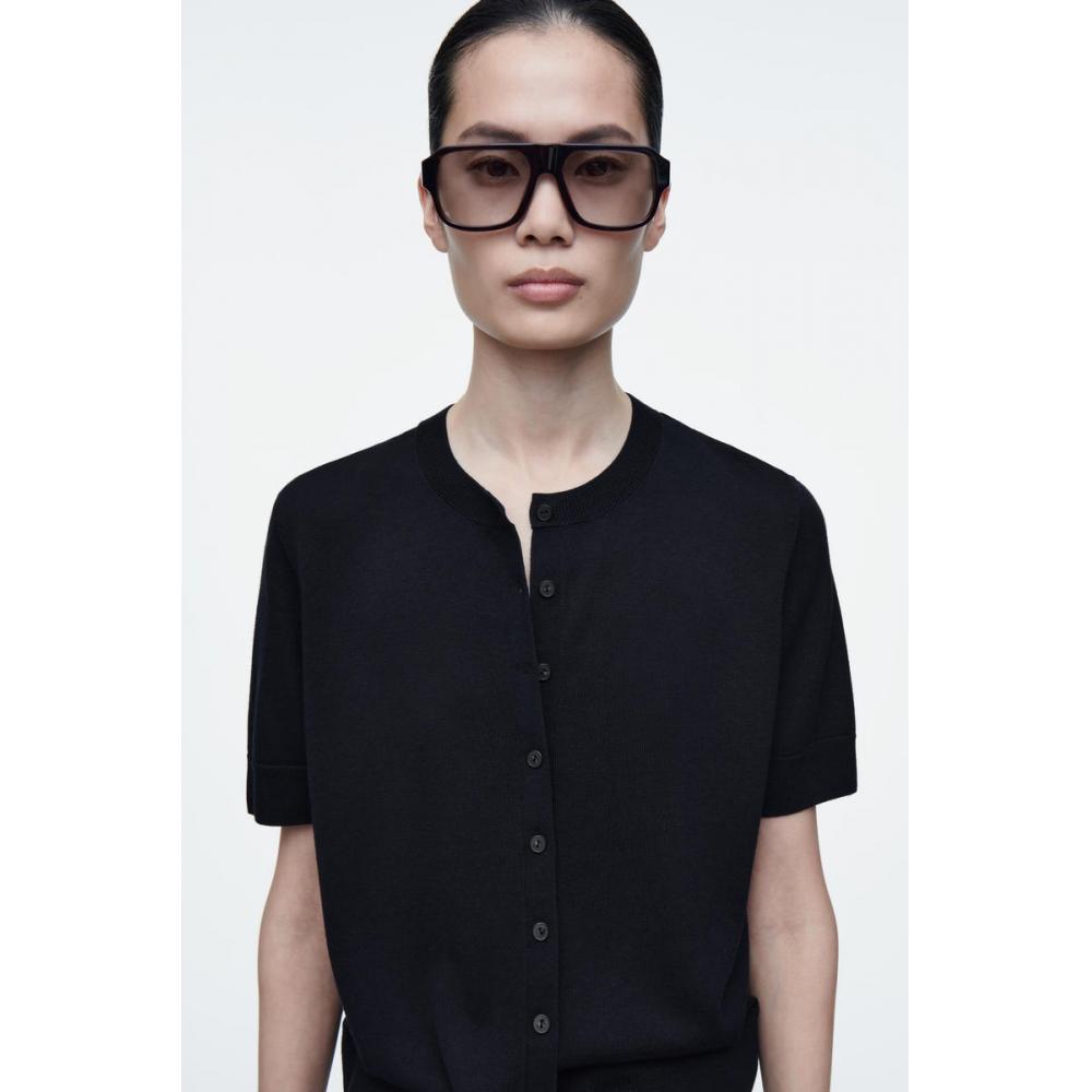 Cos Japan Merino Wool Blend Short Sleeve Cardigan