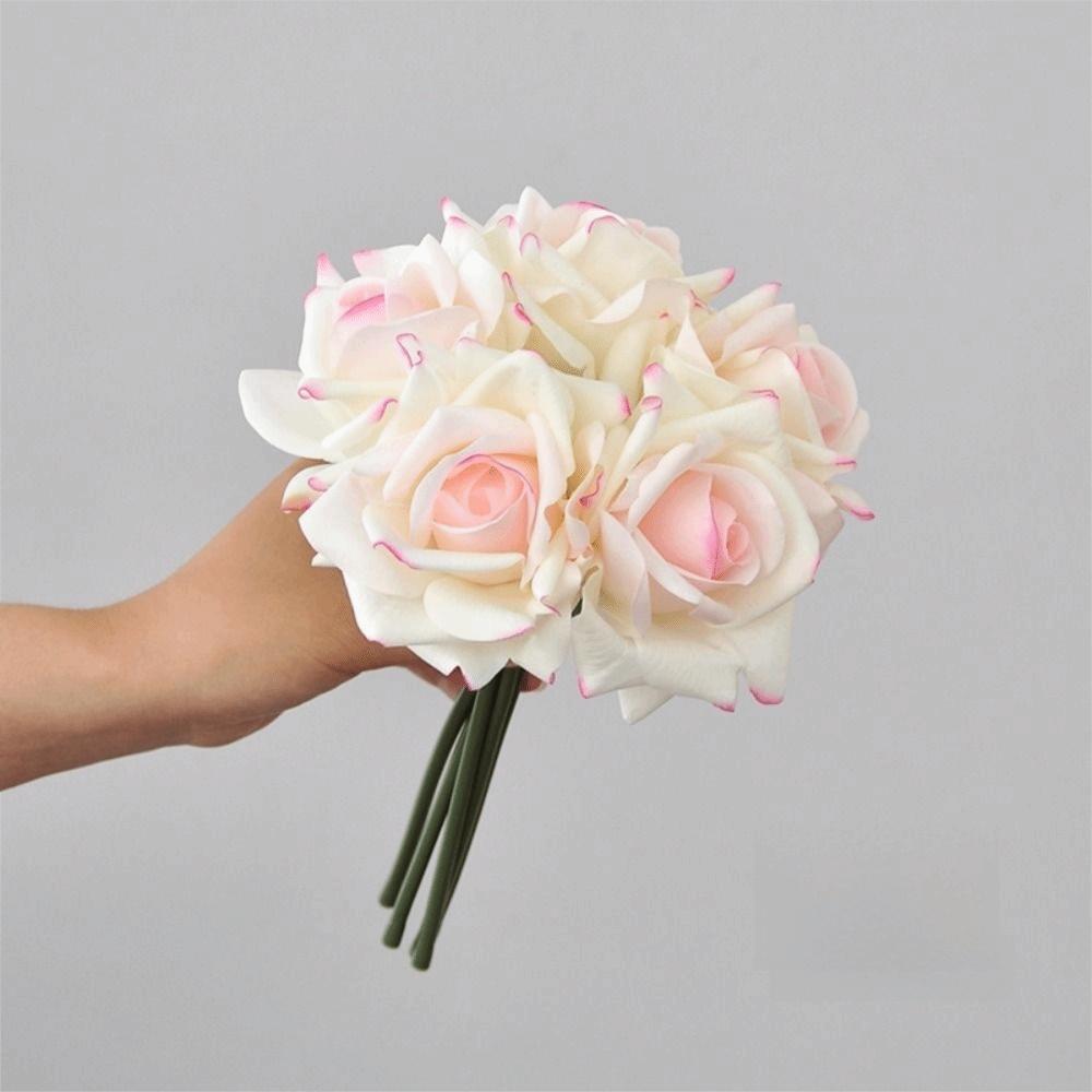 Multicolor Lifelike Flowers Bouquet 5 Heads Faux Rose Flower Home Decoration